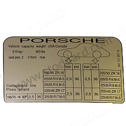 **Vehicle Capacities And Tire Pressure Decal 968 92-95  (94170128715)
