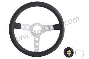 BLACK LEATHER MOMO PROTOTIPO THREE-SPOKE STEERING WHEEL NOIR ET ALU / NOIR ET ALU / 350 MM (99A000405166)