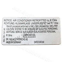 A/C Decal For R134 Retrofit.  (96470114102)