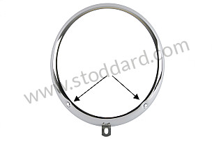356 Headlamp Trim Ring With Fastening Screw Holes At 4 O-Clock And 8 O-Clock. Fits all 356 up through 356B T6.  Some early 356c had this as well. CHROME / CHROME (NLA62015)