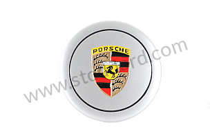 PORSCHE&reg; HAND-PAINTED SILVER CENTER CAP WITH PAINTED CREST, 1965-1973  (99A000576390)