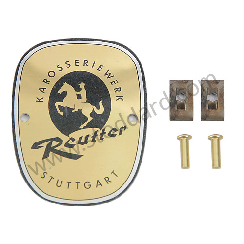 NLA72300400 - Small Reutter Badge For 356B Comes  with Rivets and Retaining Clips for Porsche 