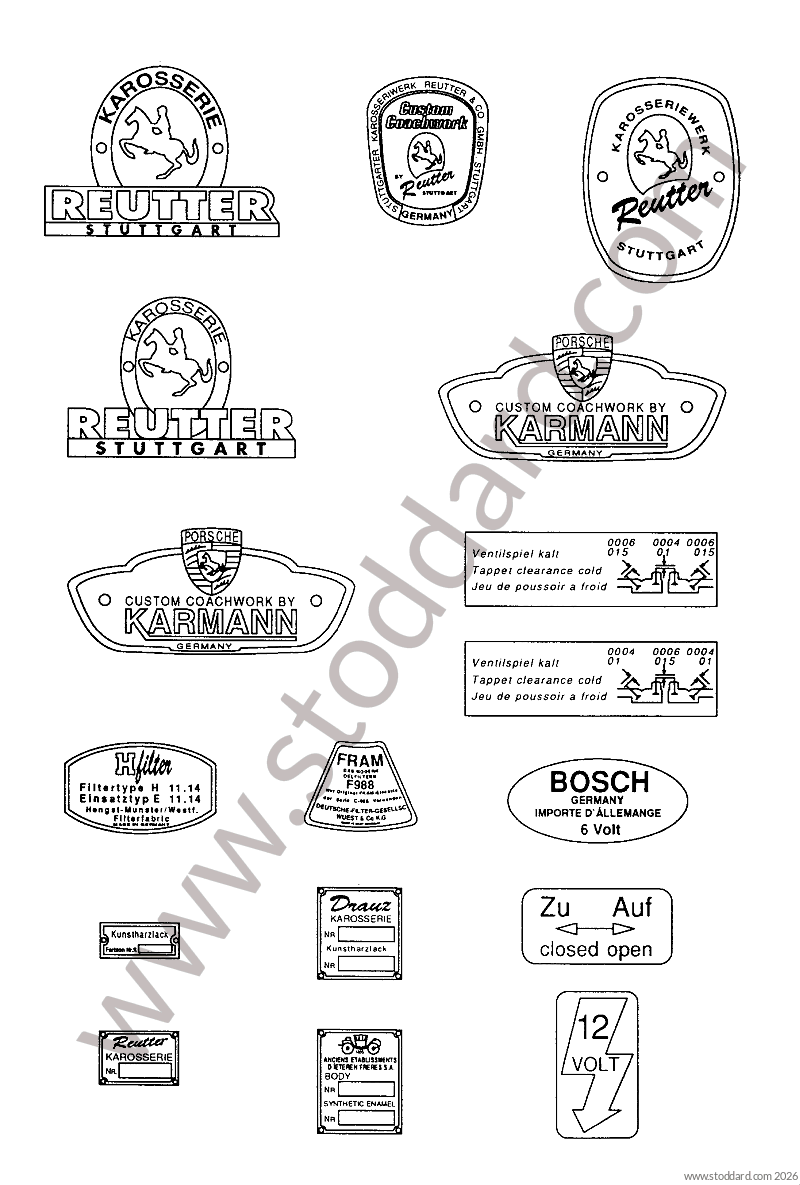 BODYWORK LOGO / BODYWORK LABEL / ENGINE LABEL - Porsche 356A / 1955 / ...