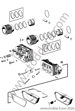 CYLINDER HEAD / VALVE / VALVE GUIDE / VALVE SPRING / CYLINDER HEAD NUT / RING / CYLINDER PISTONS for Porsche 356A &bull; 1955 &bull; 1600 (616/1) &bull; Cabrio A T1 &bull; Manual Gearbox, 4 Speed