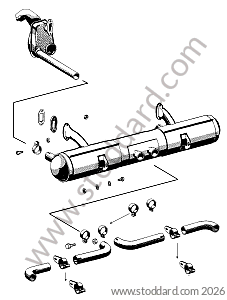 HEAT EXCHANGER / EXHAUST / SILENCER for Porsche 356A &bull; 1955 &bull; 1600 (616/1) &bull; Cabrio A T1 &bull; Manual Gearbox, 4 Speed