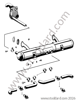 HEAT EXCHANGER / EXHAUST / SILENCER for Porsche 356A &bull; 1955 &bull; 1600 S (616/2) &bull; Cabrio A T1 &bull; Manual Gearbox, 4 Speed