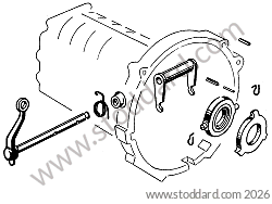 CLUTCH RELEASE BRACKET / CLUTCH FORK / FOR TYPE 644 GEARBOX (ONE-BLOCK HOUSING) for Porsche 356A &bull; 1955 &bull; 1300 (506/2) &bull; Cabrio A T1 &bull; Manual Gearbox, 4 Speed