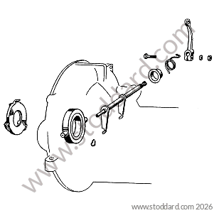 CLUTCH RELEASE BRACKET / CLUTCH FORK / FOR TYPE 519 GEARBOX (GEARBOX IN TWO LENGTHWISE) for Porsche 356A &bull; 1955 &bull; 1300 (506/2) &bull; Cabrio A T1 &bull; Manual Gearbox, 4 Speed