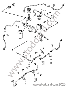MASTER CYLINDER / BRAKE FLUID JAR / BRAKE HOSE for Porsche 356A &bull; 1955 &bull; 1300 (506/2) &bull; Cabrio A T1 &bull; Manual Gearbox, 4 Speed