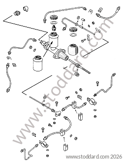 MASTER CYLINDER / BRAKE FLUID JAR/ BRAKE HOSE for Porsche 356A &bull; 1957 &bull; 1600 S (616/2 T2) &bull; Cabrio A T2 &bull; Manual Gearbox, 4 Speed