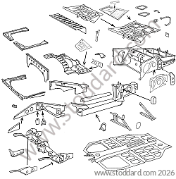 FLOOR / TUNNEL / INTERNAL SHEET STEEL WORK for Porsche 356A &bull; 1955 &bull; 1300 (506/2) &bull; Cabrio A T1 &bull; Manual Gearbox, 4 Speed