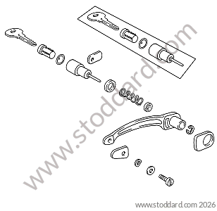 EXTERIOR DOOR HANDLE / DOOR HANDLE SEAL / LOCK KEY / DOOR CYLINDER for Porsche 356A &bull; 1955 &bull; 1300 (506/2) &bull; Cabrio A T1 &bull; Manual Gearbox, 4 Speed