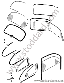 WINDSCREEN / WINDSCREEN SEAL / WINDSCREEN MOULDING/ WINDOW / REAR WINDOW / REAR WINDOW MOULDING for Porsche 356A &bull; 1955 &bull; 1300 (506/2) &bull; Cabrio A T1 &bull; Manual Gearbox, 4 Speed