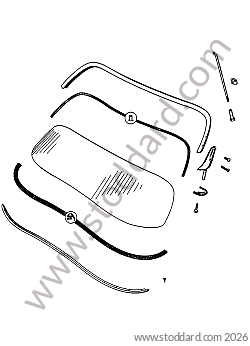 WINDSCREEN / WINDSCREEN SEAL for Porsche 356A &bull; 1957 &bull; 1600 S (616/2 T2) &bull; Speedster A T2 &bull; Manual Gearbox, 4 Speed