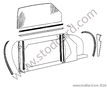 DOOR WINDOW / DOOR SEAL / COVER ON DOOR for Porsche 356A &bull; 1955 &bull; 1300 (506/2) &bull; Cabrio A T1 &bull; Manual Gearbox, 4 Speed