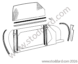DOOR WINDOW / DOOR SEAL / COVER ON DOOR for Porsche 356A &bull; 1955 &bull; 1300 (506/2) &bull; Cabrio A T1 &bull; Manual Gearbox, 4 Speed