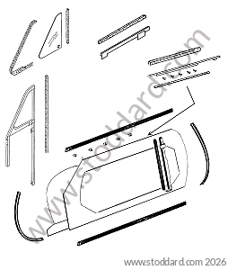 DOOR SEAL 356 AT2 CABRIOLET + CONVERTIBLE D for Porsche 356A &bull; 1957 &bull; 1600 (616/1 T2) &bull; Cabrio A T2 &bull; Manual Gearbox, 4 Speed