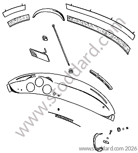 DASHBOARD / DASHBOARD LOGO / DASHBOARD HANDLE for Porsche 356A &bull; 1955 &bull; 1300 (506/2) &bull; Speedster A T1 &bull; Manual Gearbox, 4 Speed