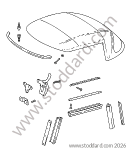 CONVERTIBLE TOP / CONVERTIBLE TOP SEAL / CONVERTIBLE TOP CLOSURE for Porsche 356A &bull; 1958 &bull; 1600 (616/1 T2) &bull; Convertible D A T2 &bull; Manual Gearbox, 4 Speed