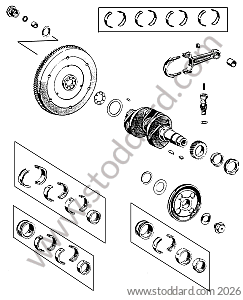 BEARING / FLYWHEEL / CONNECTING ROD / CRANKSHAFT PULLEY for Porsche 356C &bull; 1963 &bull; 1600 C (616/15) &bull; Cabrio C &bull; Manual Gearbox, 4 Speed