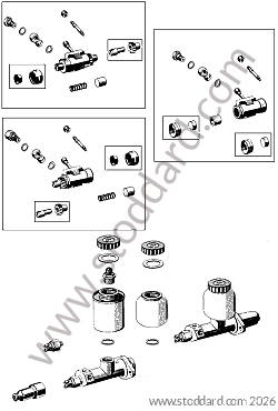 MASTER BRAKE CYLINDER / WHEEL CYLINDER / BRAKE FLUID RESERVOIR / BRAKE CONTACTOR for Porsche 356B T6 &bull; 1961 &bull; 1600 (616/1 T6) &bull; Cabrio B T6 &bull; Manual Gearbox, 4 Speed