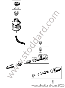 MASTER BRAKE CYLINDER / BRAKE FLUID RESERVOIR / BRAKE CONTACTOR / BRAKE HOSE for Porsche 356C &bull; 1963 &bull; 1600 C (616/15) &bull; Cabrio C &bull; Manual Gearbox, 4 Speed