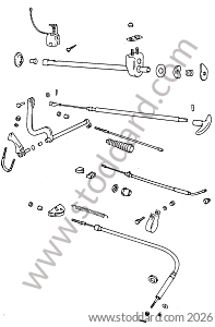 HANDBRAKE CABLE / HANDBRAKE MECHANISM / HANDBRAKE LEVER for Porsche 356C &bull; 1963 &bull; 1600 C (616/15) &bull; Cabrio C &bull; Manual Gearbox, 4 Speed