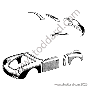 DOOR / DOOR PANEL / REAR WING for Porsche 356C &bull; 1963 &bull; 1600 C (616/15) &bull; Cabrio C &bull; Manual Gearbox, 4 Speed
