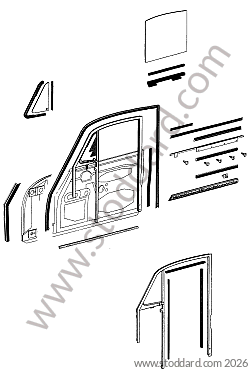 DOOR SEAL / DOOR SURROUND SEAL / WINDOW SURROUND SEAL / GLASS WIPE SEAL for Porsche 356C &bull; 1963 &bull; 1600 C (616/15) &bull; Coupe Reutter C &bull; Manual Gearbox, 4 Speed