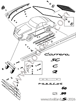 MOULDING / CREST / LOGO / ENGINE COVER GRILLE for Porsche 356B T6 &bull; 1963 &bull; 2000 Carrera Gt (587/2) &bull; Coupe Reutter B T6 &bull; Manual Gearbox, 4 Speed