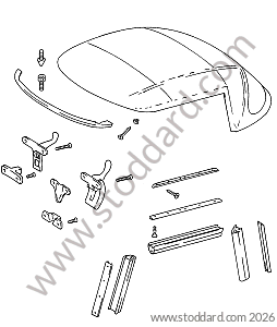 CONVERTIBLE TOP / CONVERTIBLE TOP SEAL / CONVERTIBLE TOP CLOSING SYSTEM for Porsche 356B T6 &bull; 1961 &bull; 1600 S (616/12 T6) &bull; Roadster B T6 &bull; Manual Gearbox, 4 Speed