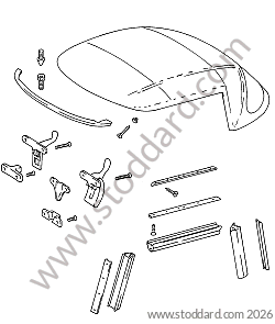 CONVERTIBLE TOP / CONVERTIBLE TOP SEAL / CONVERTIBLE TOP CLOSING SYSTEM for Porsche 356B T6 &bull; 1961 &bull; 1600 S (616/12 T6) &bull; Roadster B T6 &bull; Manual Gearbox, 4 Speed