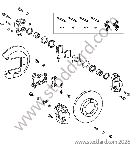 FRONT BRAKE DISC / FRONT BRAKE PADS / FRONT CALIPER for Porsche 912 &bull; 1966 &bull; 912 1.6 &bull; Coupe &bull; Manual Gearbox, 4 Speed