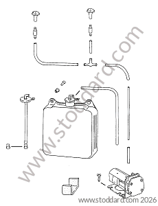 WINDSCREEN WASHER / WINDSCREEN WASHER JAR / WINDSCREEN WASHER PUMP / WINDSCREEN WASHER NOZZLE for Porsche 911 65-69 &bull; 1965 &bull; 2.0L &bull; Coupe &bull; Manual Gearbox, 5 Speed