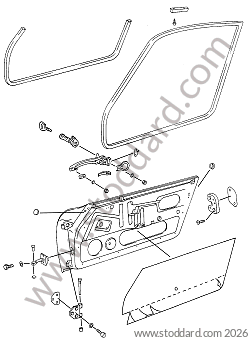 DOORS WITH INSTALLATION PARTS for Porsche 911 70-73 &bull; 1972 &bull; 2.4T-E &bull; Coupe &bull; Manual Gearbox, 4 Speed