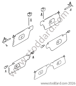 SUN VISORS (Left-hand drive) for Porsche 911 70-73 &bull; 1972 &bull; 2.4T-E &bull; Coupe &bull; Manual Gearbox, 4 Speed