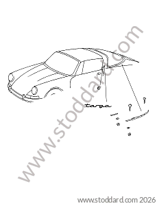 TARGA LOGO / UPPER REAR WING MOULDING for Porsche 911 70-73 &bull; 1972 &bull; 2.4T-E &bull; Targa &bull; Manual Gearbox, 4 Speed