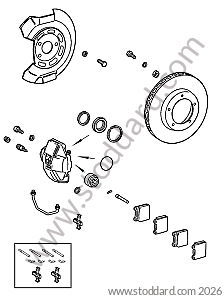 DISC BRAKE / FRONT BRAKE PADS / FRONT CALIPER for Porsche 911 74-77 + 912E &bull; 1977 &bull; 2.7 &bull; Coupe &bull; Manual Gearbox, 4 Speed
