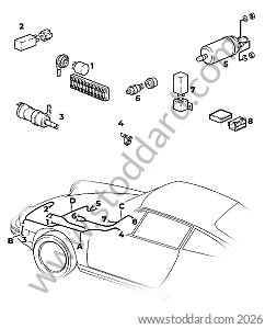 HEADLIGHT WASHER WIRING HARNESS / HAZARD LIGHTS / FUEL PUMP for Porsche 911 78-83 &bull; 1978 &bull; 3.0Sc &bull; Coupe &bull; Manual Gearbox, 5 Speed