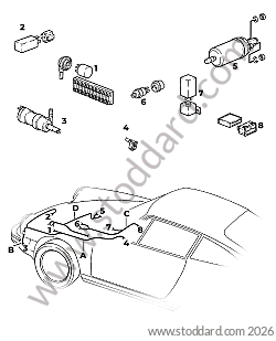 HEADLIGHT WASHER WIRING HARNESS / HAZARD LIGHTS / FUEL PUMP for Porsche 911 78-83 &bull; 1978 &bull; 3.0Sc &bull; Coupe &bull; Manual Gearbox, 5 Speed