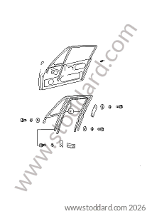 DOOR GLASS FRAME for Porsche 911 84-86 &bull; 1984 &bull; 3.2 &bull; Coupe &bull; Manual Gearbox, 5 Speed