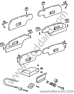 GLOVE COMPARTMENT SUN VISORS (Left-hand drive) for Porsche 911 Turbo + 965 &bull; 1987 &bull; 3.3 Turbo &bull; Coupe &bull; Manual Gearbox, 4 Speed