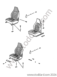 NON-SPORTS FRONT SEAT COVER AND THREADED FASTENINGS for Porsche 911 Turbo + 965 &bull; 1985 &bull; 3.3 Turbo &bull; Coupe &bull; Manual Gearbox, 4 Speed