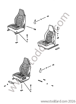 NON-SPORTS FRONT SEAT COVER AND THREADED FASTENINGS for Porsche 911 84-86 &bull; 1986 &bull; 3.2 &bull; Coupe &bull; Manual Gearbox, 5 Speed