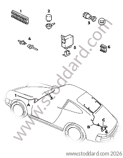 FAISCEAU DE CABLES DE CHAUFFAGE DE PARE BRISE / DE CHAUFFAGE DE LUNETTE ARRIERE for Porsche 911 Turbo + 965 &bull; 1984 &bull; 3.3 Turbo &bull; Coupe &bull; Manual Gearbox, 4 Speed