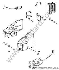 IGNITION BOX / STARTER / ELECTRICAL BOX BRACKET for Porsche 911 Turbo + 965 &bull; 1976 &bull; 3.0 Turbo &bull; Coupe &bull; Manual Gearbox, 4 Speed
