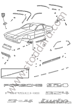 TRIM FRAME INSIGNIAS for Porsche 924 76-79 &bull; 1976 &bull; 924 2.0 &bull; Coupe &bull; Manual Gearbox, 4 Speed