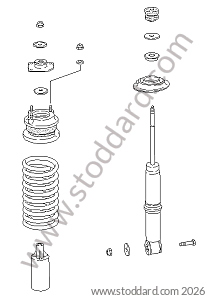 FRONT SHOCK ABSORBER / FRONT SHOCK ABSORBER HEAD for Porsche 928 83-86 &bull; 1984 &bull; 928 4.7S &bull; Coupe &bull; Manual Gearbox, 5 Speed