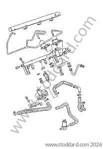 INJECTOR VALVE - FUEL COLLECTING TUBE - AUXILIARY AIR REGULATOR for Porsche 944 82-85 &bull; 1985 &bull; 944 2.5 Serie 1 &bull; Coupe &bull; Manual Gearbox, 5 Speed