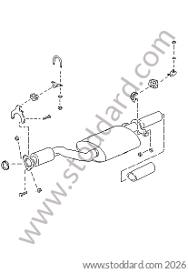 EXHAUST SYSTEM REAR MUFFLER for Porsche 944 89-91 &bull; 1989 &bull; 944 S2 &bull; Coupe &bull; Manual Gearbox, 5 Speed
